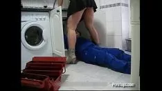 Play Virgin Whore In Ass Fucks With Man Repairing His Washing Machine
