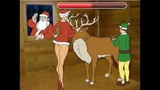 Jouer Dessins animés de Noël avec un esprit qui baise la maîtresse du Père Noël