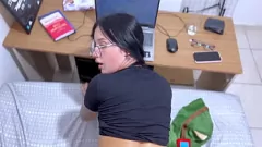 Cock-Loving Latina Gamer Squeals with Delight in Wild PC Game Session